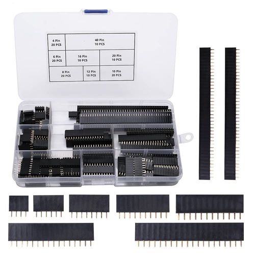 KYAOAYO-120 Pièces 2.54Mm Pcb Carte Femelle Broche Connecteur Socket Connecteur Bande Kit, Femelle Pin Header Socket Connecteur Bande, Pour Arduino Empilable Shield (4/6/8/10/12/16/20/40 Pin)