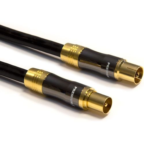 KYAOAYO-Gold-Line 3M Câble D'Antenne Tv Noir - Câble Coaxial En Cuivre Haute Performance, Connecteur Iec Vers Coupleur, Idéal Pour La Tv 4K, Blindage 135Db, Contacts Plaqués Or