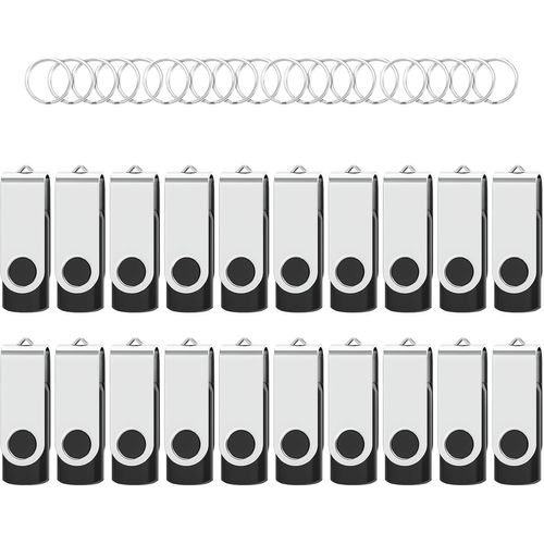 KYAOAYO-Cle Usb 2 Go Lot De 20 Clés Usb 2.0 Flash Drive Stockage Rotation Disque Mémoire Stick Clé Usb Lot 2Go Stockage Données Avec Lumière Led,Noir