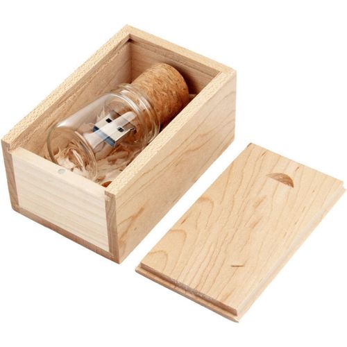 KYAOAYO-Flottant Bouteille Usb3.0 Clé Usb Flash Drive Clé Usb Transparent Avec Boîte En Bois Cadeaux D'Affaires Pour Les Ordinateurs, Car Audio, Etc. (16G