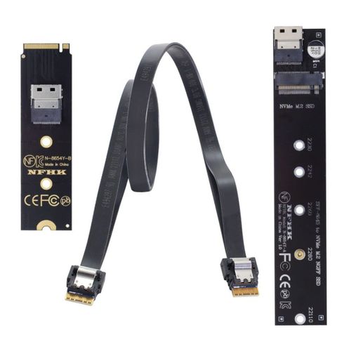 KYAOAYO-M.2 Nvme Ngff M-Key Ssd Mâle Femelle Câble D'Extension 40Cm Avec Adaptateur De Connecteur Sff-8654 Pour Carte Mère Ssd 2280/22210