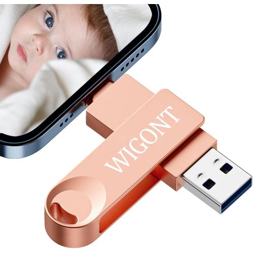 KYAOAYO-Clé Usb 256 Go, Iphone Cle Usb Pour Économ r Plus De Photos Et De Vidéos,Cle Pour iPhone Est Livrée Avec Un Adaptateur De Type C, Iphone Clé Photo Compatible 10S/Pc/Appareils Android.