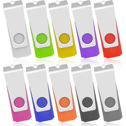KYAOAYO-Clef Usb 1Go Clé Usb Lot De 10 Cle Usb 2.0 Flash Drive Cles Usb Lecteur Usb Mémoire Sticks Pour Pc Ordinateur Portable (10 Couleurs