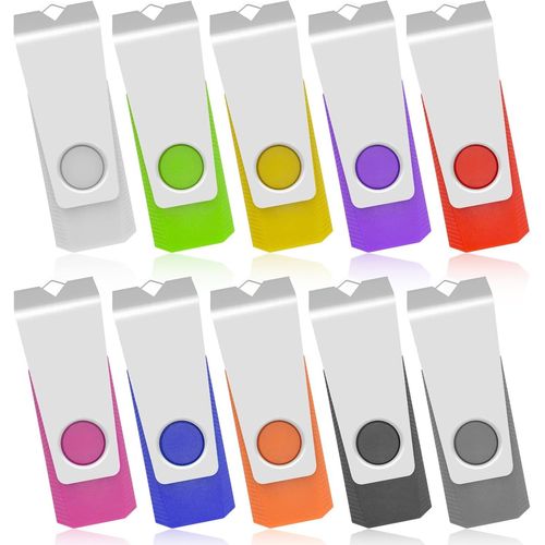 KYAOAYO-Clef Usb 1Go Clé Usb Lot De 10 Cle Usb 2.0 Flash Drive Cles Usb Lecteur Usb Mémoire Sticks Pour Pc Ordinateur Portable (10 Couleurs