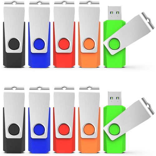 KYAOAYO-Clé Usb 16Go 3.0 Lot De 10 Clé Usb 3.0 16Go Usb Flash Drive Stockage Pivotante Mémoire Stick Mixte Couleur Pour Pc/Tablettes/Ordinateurs/Tv/Car (5 Couleures Usb 3.0