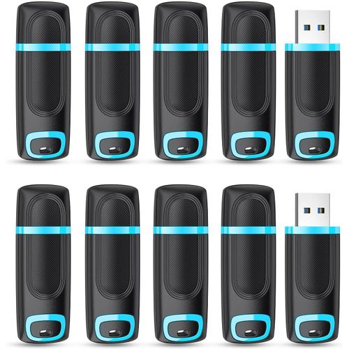 KYAOAYO-10 Clé Usb 64Go Lot De 10, Cle Usb 64Go Stockage Données Clef Usb 64Go 2.0 Avec Lumière Led Pour Pc Tablettes/Laptop/Autoradio/Tv(64Go, 10 Cyan