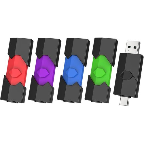 KYAOAYO-Clé Usb C 32Go Lot De 5, Clé Usb C 32 Go 2.0 Clef Usb Type C Usb Rétractable Double Connectique Pour Smartphone/Tv/Pc Tablette/Ordinateur