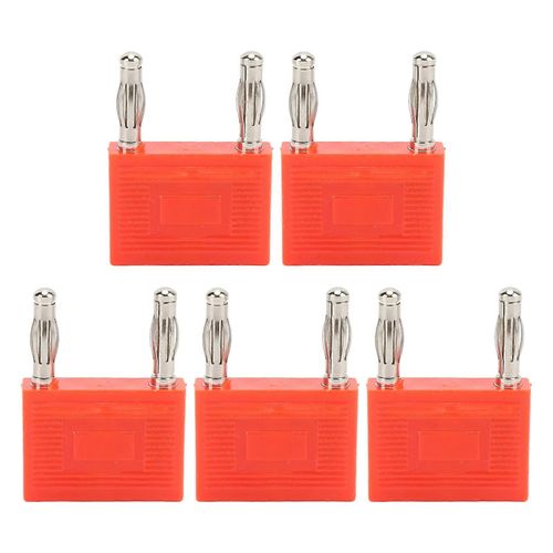 5PCS Connecteur de fiche banane à double rangée Cuivre nickelé 2 voies double fiche banane pour fils de haut-parleurRouge