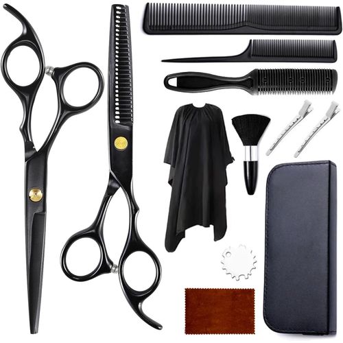 Ershi-12 Pièces Kit Ciseaux Coiffure Avec Cape, Peigne, Accessoires Coiffeur Salons Professionnel, Ciseaux Coiffure Desepaissir Ac[39] 