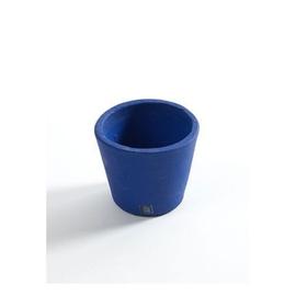 Pot de fleur bleu foncé avec soucoupe Rond 130 mm x 140 mm Surface brillant