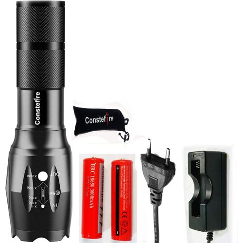 ERSHI-Lampe de poche torche led puissante rechargeable18650 - LED Tactical Flashlight Zoomable - Avec 2 piles rechargeables 18650 [42]