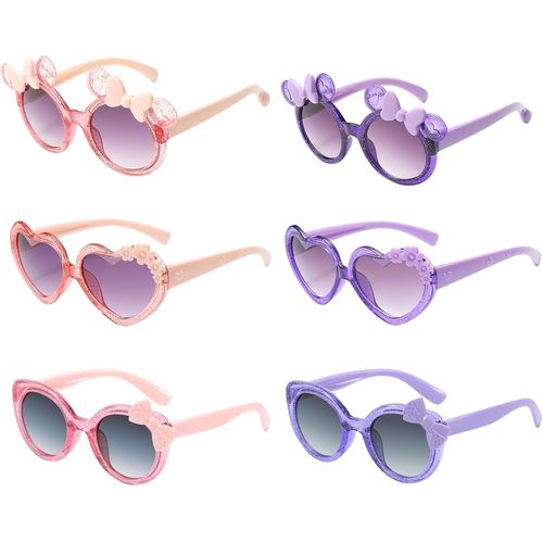 Ershi-6 Paires Lunettes De Soleil Enfant, Coeur Et Fleurs Lunette Drole, Mignonnes Licorne Abeille Lunettes, Lunettes De Soleil Uv[828]
