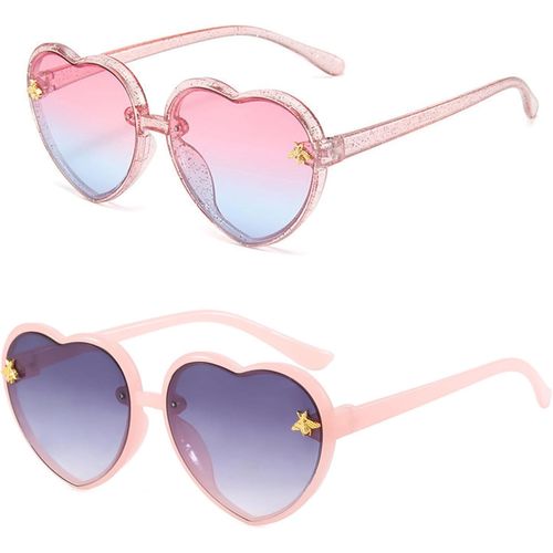 Ershi-2 Paire Lunettes De Soleil Enfant,Mode Lunettes De Soleil Coeur Uv400 Lunettes De Fête Pour Fille Fête De Vacances À La Plag[510]