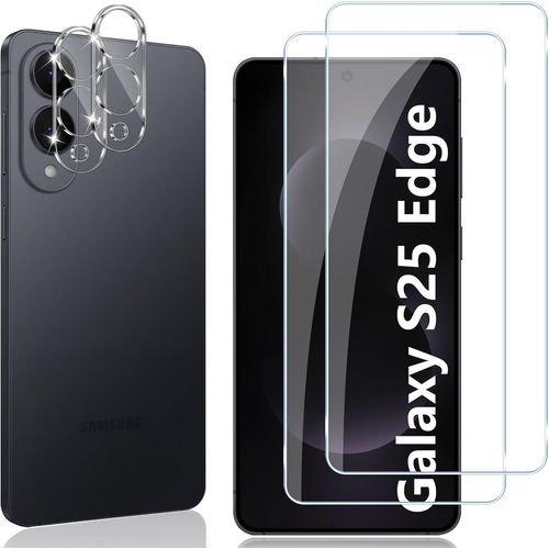 Verre Tremp¿¿ Pour Samsung Galaxy S25 Edge 5g, 2 Pi¿¿Ces Protection ¿¿Cran Film Avec 2 Pi¿¿Ces Cam¿¿Ra Arri¿¿Re Protecteur, Duret¿¿ 9h Film Objectif Ultra Hd Vitre Tremp¿¿