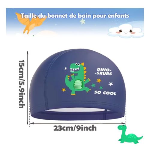 Meimieshop-Bonnet De Bain Pour 2 Pièces Dinosauresgarçon,Bonnet De Bain Enfants En Polyester Imperméable,Bonnet Piscine Enfant