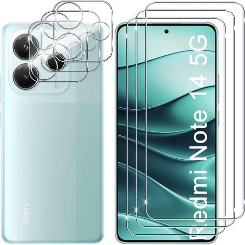 Pour Xiaomi Redmi Note 14 5g Verre Tremp¿¿, 3+3 Pi¿¿Ces Protection ¿¿Cran + Cam¿¿Ra Arri¿¿Re Protecteur Film, 9h Duret¿¿ Hd Anti-Rayures Sans Bulles Vitre Tremp¿¿ Protecteurs D'¿¿Cran