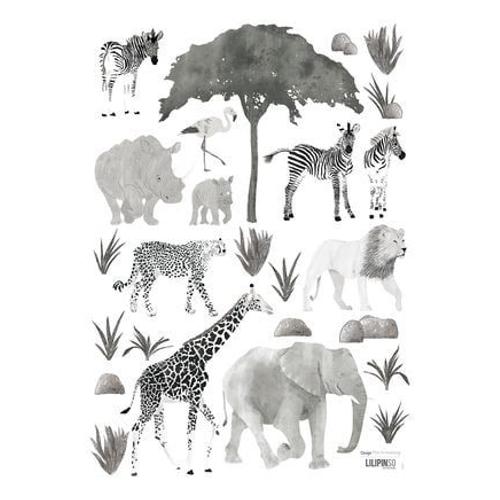 Stickers muraux animaux sauvages SERENGETI - Taille unique