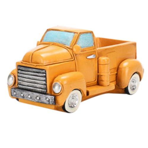 Vieux Camion Rouge En Métal Ornement De Noël Pour Les Enfants Cadeaux Voiture Jouet De Table De Noël Décor De Scène De Micro-Paysage Jouet (Jaune)