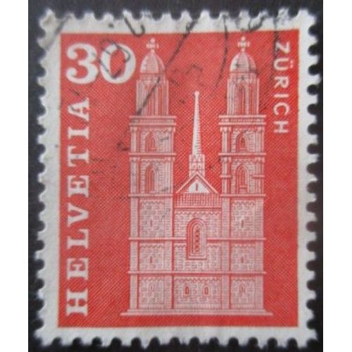 Suisse N°648a Fluo Cathédrale De Zurich Oblitéré