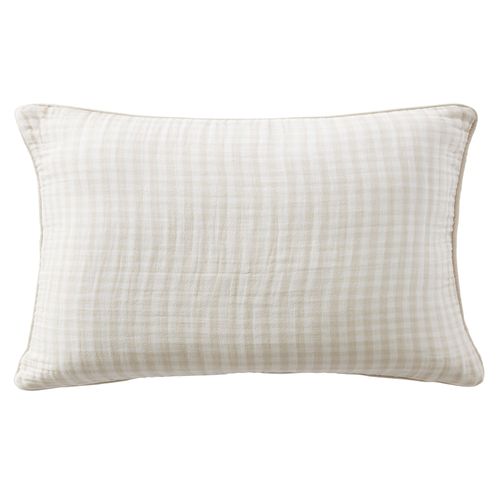 Coussin Avec Passepoil 40x60 Cm Gaze De Coton Quadri Naturel