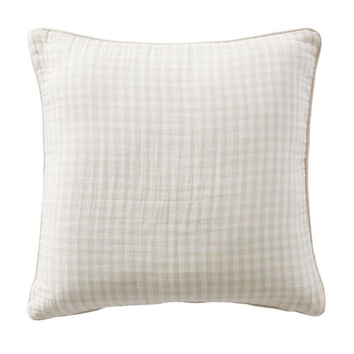 Coussin Avec Passepoil 45x45 Cm Gaze De Coton Quadri Naturel