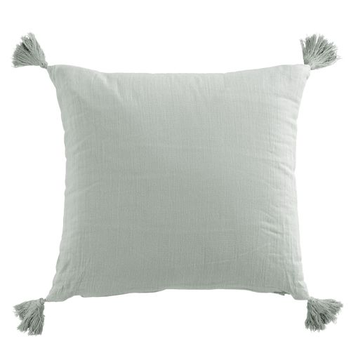 Coussin Avec Pompons 40x40 Cm Gaze De Coton Eucalyptus