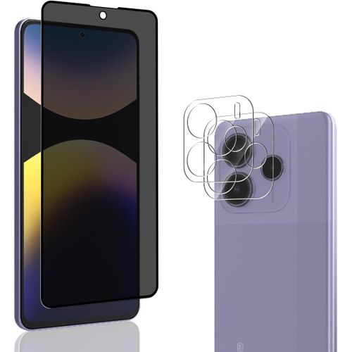 Verre Tremp¿¿ Anti-Espion Pour Xiaomi Redmi Note 14 5g, Contenir 1 Pi¿¿Ce Film Protection Ecran De Confidentialit¿¿ Et 2 Pi¿¿Ces Cam¿¿Ra Arri¿¿Re Protecteur, Protection ¿¿Cran Pour Redmi Note 14 5g