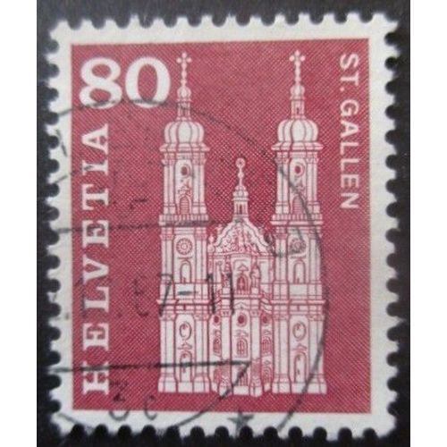 Suisse N°655a Fluo Cathédrale De St Gall Oblitéré