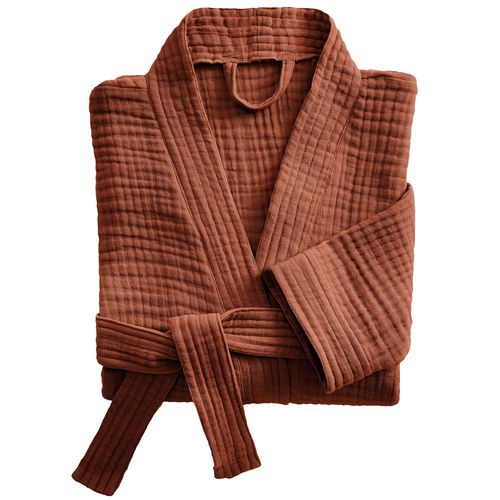 Peignoir De Bain L/Xl Gaze De Coton Terracotta