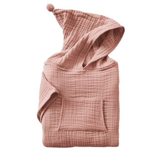 Poncho De Bain Enfant 6/10 Ans Gaze De Coton Rose