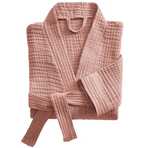 Peignoir De Bain L/Xl Gaze De Coton Rose
