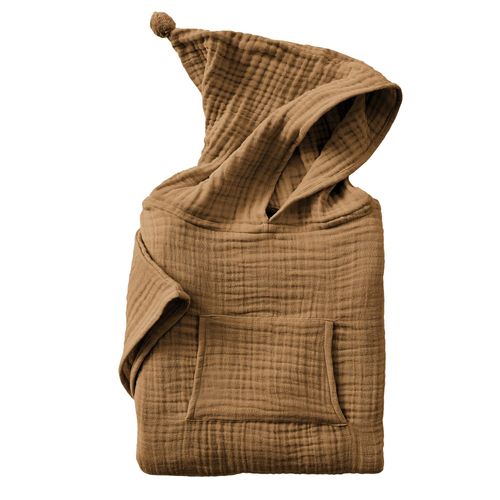 Poncho De Bain Enfant 2/5 Ans Gaze De Coton Camel