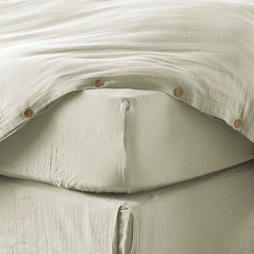 Drap Housse 200x200 Cm Gaze De Coton Vert D'eau