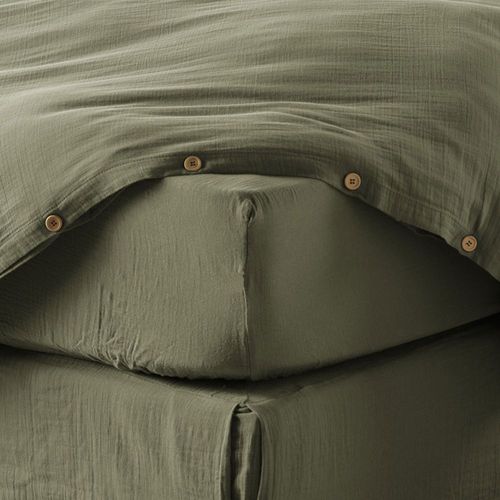 Drap Housse 200x200 Cm Gaze De Coton Romarin