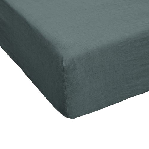 Drap Housse 140x190 Cm Lin Français Ardoise