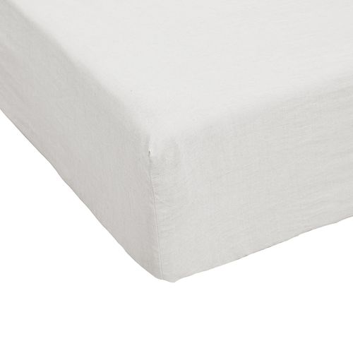 Drap Housse 180x200 Cm Lin Français Craie