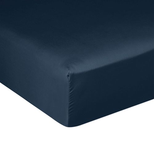 Drap Housse 180x200 + 30 Cm Satin De Coton Bleu