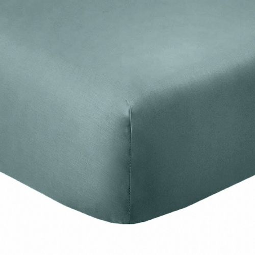 Drap Housse 180x200 +35 Cm Coton 57 Fils Bleu Canard