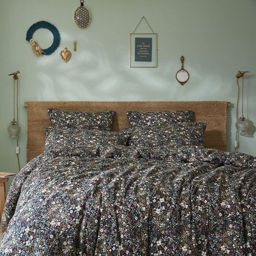 Housse De Couette 240x260 Cm Gaze De Coton Nora Minuit