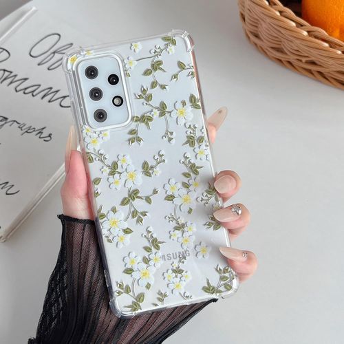 ¿¿Tui Pour Samsung Galaxy A52/A52s 5g, Coque Transparente En Tpu Souple Avec Motif Fleur, Protection Ultra-Mince En Gel De Silicone Anti-Rayures Pour Samsung A52 5g/4g - Grande Fleurs Blanche