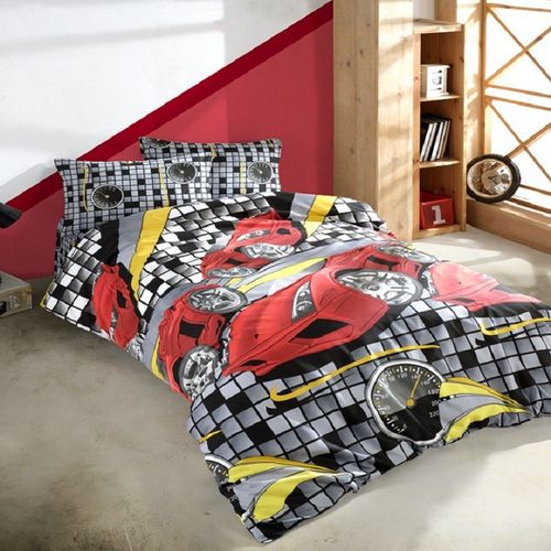 Parure De Lit Enfant 140x200 Cm Polycoton Speed Rouge