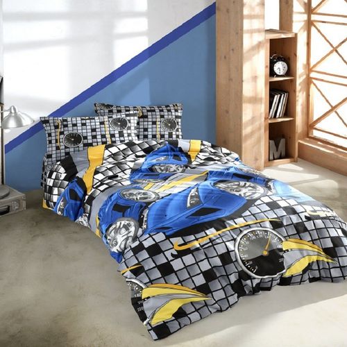 Parure De Lit Enfant 140x200 Cm Polycoton Speed Bleu