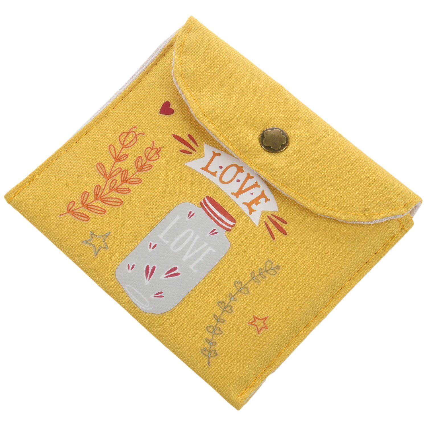 Filles Serviette HygiéNique Sac de Rangement Jaune Toile Paquet Porte-Monnaie Organisateur Carte de CréDit Pochette