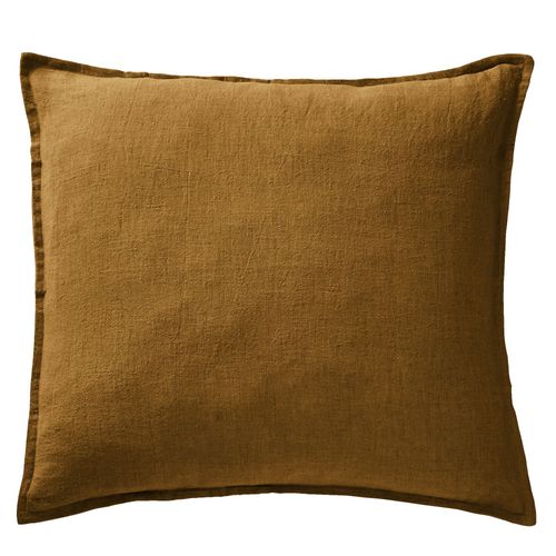 Taie D'oreiller 60x60 Cm Lin Français Caramel