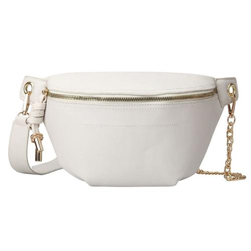 Fashion Chain Ceinture Sac Ceinture Sac Ceinture Femme Ceinture Sac en Cuir PU Poitrine Sac Ventre Blanc