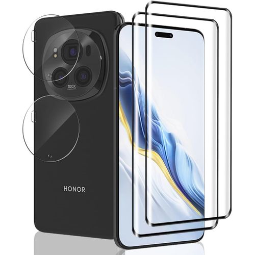 2 Pi¿¿Ces Verre Tremp¿¿ Pour Honor Magic 6 Pro Protection D'¿¿Cran + 2 Pi¿¿Ces Protecteur Cam¿¿Ra, Duret¿¿ 9h/Sans Bulles, Protection ¿¿Cran Pour Honor Magic 6 Pro - Hd Vitre Tremp¿¿
