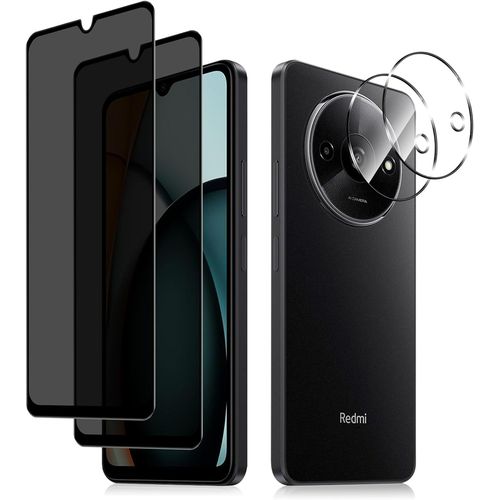 [2 + 2 Pi¿¿Ces Anti-Espion Verre Tremp¿¿ + Cam¿¿Ra Arri¿¿Re Protecteur Compatible Avec Xiaomi Redmi A3 4g, 9h Duret¿¿ Anti-Peeping Protection D'¿¿Cran, Privacy Verre Tremp¿¿ Pour Xiaomi Redmi A3 4g
