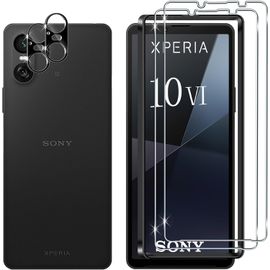 Pour Sony Xperia 10 Vi Verre Tremp¿¿, 2+2 Pi¿¿Ces Protection ¿¿Cran+Cam¿¿Ra Arri¿¿Re Protecteur Film (Noire), 9h Duret¿¿ Hd Sans Bulles Anti-Rayures Protecteurs D'¿¿Cran