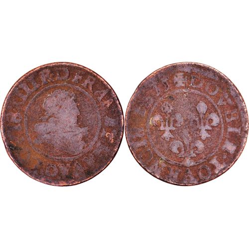 France - 1635 - Double Tournois Type 8 - Lyon (D) - Louis Xiii -Cgkl.352 - 16-010