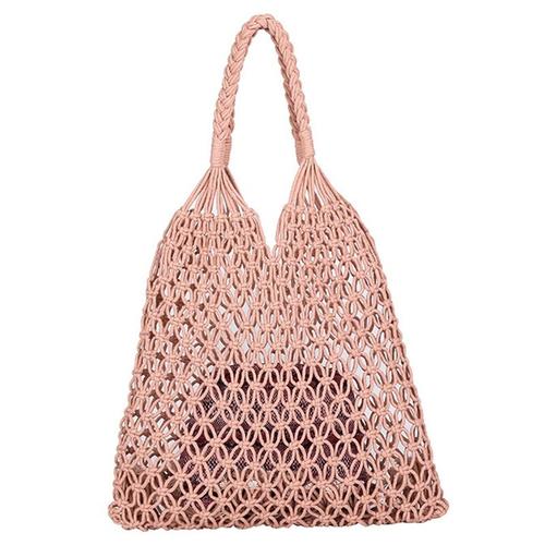 Fashion Sac De Plage Populaire Sac De Composite Tissé À La Main Pour Femmes Nouveau Maillage De Corde Tissage Sac De Paille Creux Shopping Bag 2 Ensembles